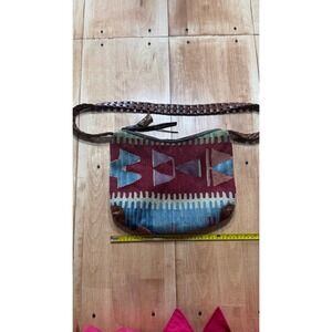 Vintage Marco Avane Kilim Woven Crossbody Bag Southwestern Braided Leather Strap